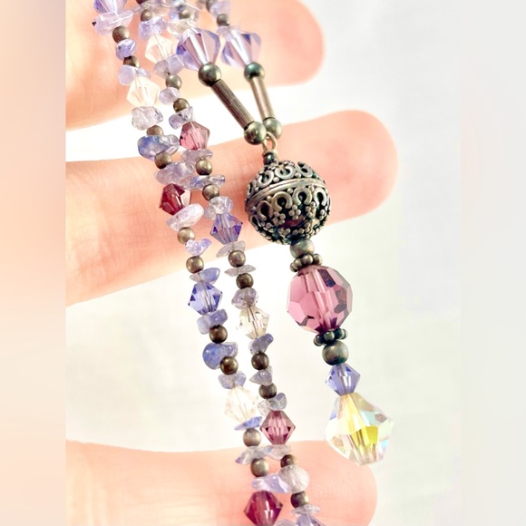 1/2" Solid Sterling Bead! Vintage Crystal Necklace - Picture 10 of 11